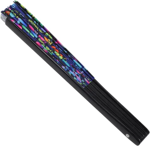 Miniatura 2 de Ventilador plegable grande de bambú con brillo UV, ventilador plegable de mano, ventilador plegable chino japonés para Halloween, festival