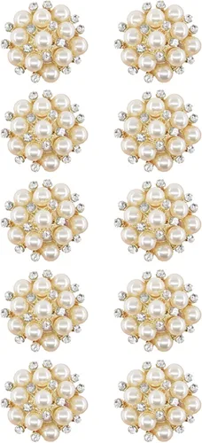Jerler 10 piezas de botones de diamantes de imitación de perlas adornos de cristal coser en botones de ropa