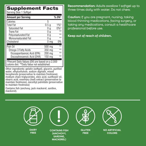 Miniatura 7 de Nature's Way Super Fisol - Cápsulas blandas de aceite de pescado, suplemento Omega-3 con EPA y DHA, apoya la salud cardiovascular y articular*