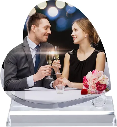 Miniatura 3 de ITODA Marco personalizado con tu foto de corazón personalizado de cristal 3D para boda, cumpleaños, nacimiento del bebé, día de San Valentín Corazón