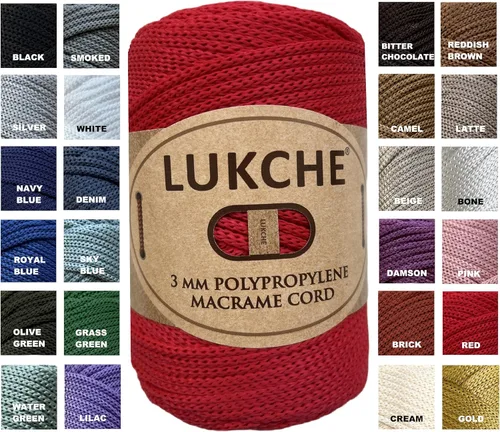 Miniatura 47 de Cordón de macramé de poliéster premium de 3 mm (134.72 metros), (250 g) 100% cuerda de macramé de polipropileno, hilo de crochet de macramé colorido