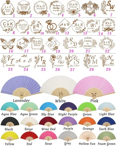 Miniatura 6 de GZLDGIFTS Abanicos de mano personalizados, regalos para regalos de fiesta de boda, invitados, tela personalizada, seda, jardín, boda, abanicos