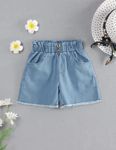 Miniatura 6 de SEYOUAG Ropa para niñas pequeñas, conjunto de pantalones cortos de algodón, casual, abrigo de mezclilla, 2 piezas