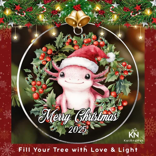 Miniatura 7 de KatAndNat Adorno de Axolotl - Adornos de Navidad de Axolotl, Adornos de Anfibios para Árbol de Navidad - Regalos Lindos de Axolotl para Niñas, Niños