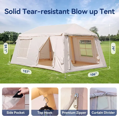 Miniatura 6 de Inflatable Tent for Camping, Waterproof Oxford Large Blow Up Hot Tent with Pump, Easy Setup Inflatable Glamping House Air Tent for Family