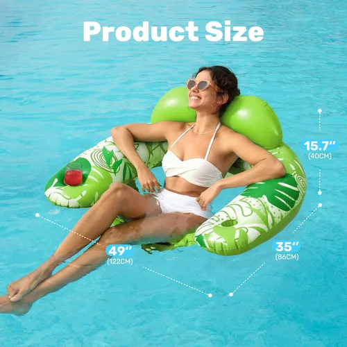 Miniatura 8 de SLOOSH Inflatable Pool Floats Adult,2 Pack Pool Chairs with Cup Holders,X-Large Blow up Floats Chair,Hammock Noodle Mat for Relaxing Summer Water