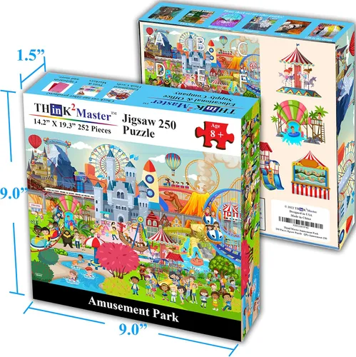 Miniatura 5 de Think2Master Rompecabezas de 250 piezas de parque de atracciones. Gran regalo. Piezas grandes. Tamaño: 14.2" X 19.3