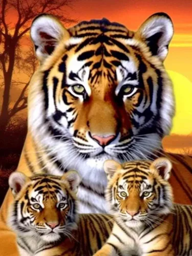 Miniatura 14 de Bimkole Kits de arte de diamantes 5D para adultos, flores alrededor del tigre, set de bordado de pedrería DIY animal de taladro completo, pintura