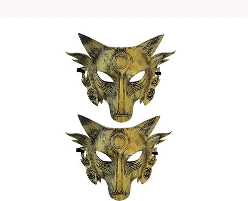 Miniatura 5 de Suministros de rendimiento de Halloween, máscara de cabeza de lobo de animales, accesorios de plateado