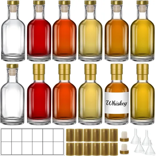 Miniatura 18 de TBWIND Paquete de 12 botellas de vidrio ámbar de 12 onzas con corchos herméticos en forma de T, botellas de vidrio de 12.7 fl oz para limoncello