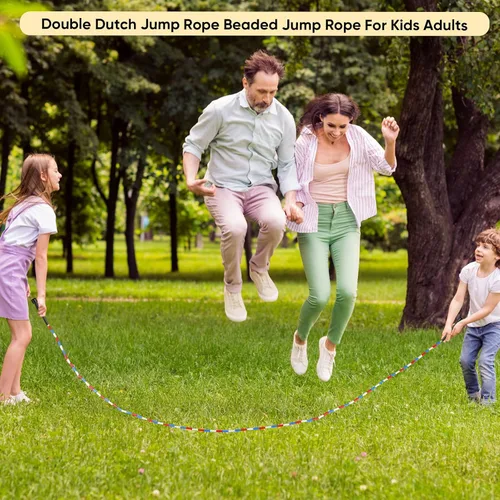 Miniatura 4 de Zubebe Cuerdas de salto holandesas dobles de 16 pies a granel, cuerdas de cuentas coloridas para niños y adultos, fitness, educación física