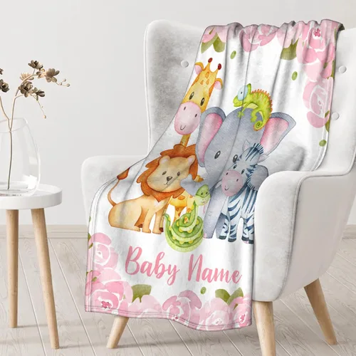 Miniatura 5 de Regalo personalizado para niños/niños, mantas personalizadas de animales para sofá, cama, dormitorio, sala de estar, manta ligera
