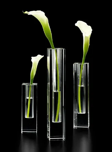Miniatura 4 de Serene Spaces Living Jarrón cuadrado pequeño y moderno de cristal, florero decorativo para centros de mesa de boda, eventos, fiestas, detalles