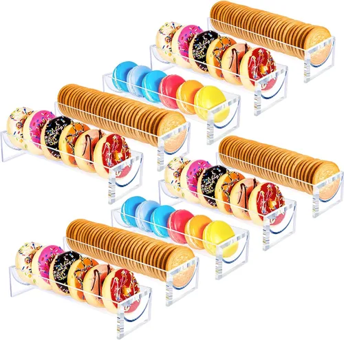 Miniatura 8 de 6 bandejas transparentes para servir galletas rectangulares para servir bandejas de servir, soportes transparentes de exhibición de alimentos