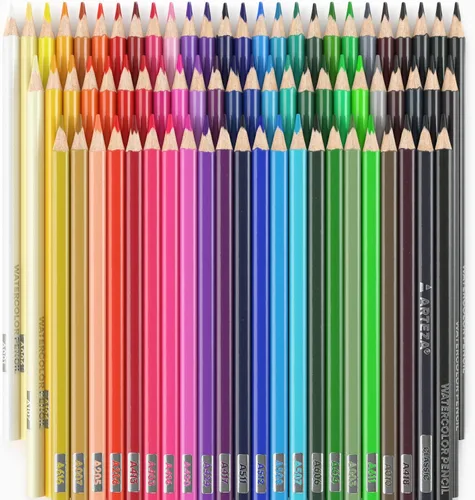 Miniatura 8 de ARTEZA 72 lápices de acuarela, lápices de acuarela en varios tonos, lápices de dibujo de forma triangular