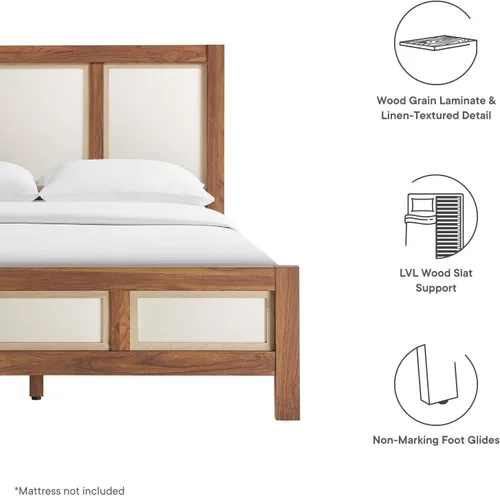 Miniatura 8 de Modway Capri Mid-Century - Cama de tamaño Queen moderna en nogal con cabecero y estribo