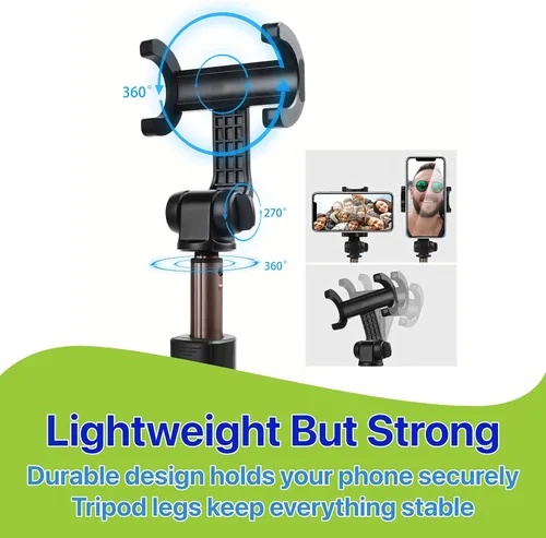 Miniatura 7 de Trípode para selfie stick con bolsa de control remoto inalámbrico, extensible y ajustable, soporte ligero V-Log compatible con todos los iPhone