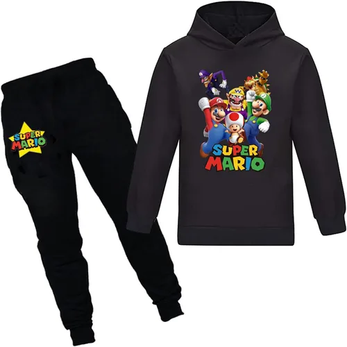 Sudadera con capucha para niños, con diseño de Super Marios, juego de dibujos animados, para niñas, niños, ropa de ocio de manga larga, sudadera de