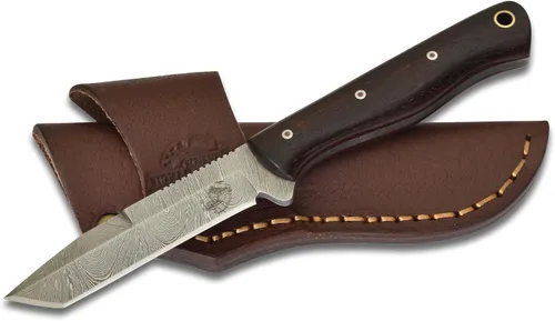 Knives Ranch Cuchillo EDC Tanto hecho a mano de 7 pulgadas, hoja de acero de Damasco de espiga completa, cuchillo compacto para uso diario ranch,
