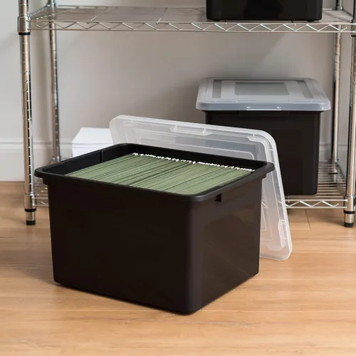 Miniatura 6 de IRIS USA Caja de archivos, organizador de archivos de plástico con tapas para archivos de cartas/legales, caja de documentos portátil para mudanza