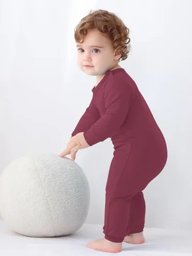 Miniatura 3 de GUISBY Pijama de bambú para bebé, manga larga con cierre a presión