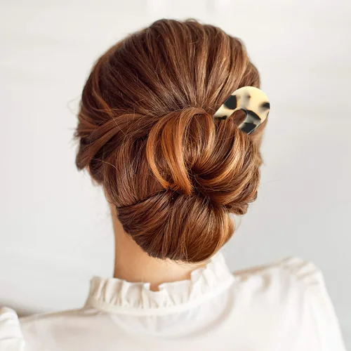 Miniatura 7 de 4 piezas de horquilla francesa en forma de U con dos puntas en forma de U, pinzas para el cabello, pasadores de chignon pin tortuga shell U palillos