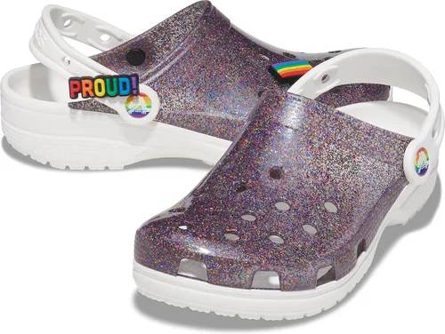 Miniatura 7 de Crocs Zuecos clásicos brillantes unisex para adultos, zapatos metálicos y con purpurina