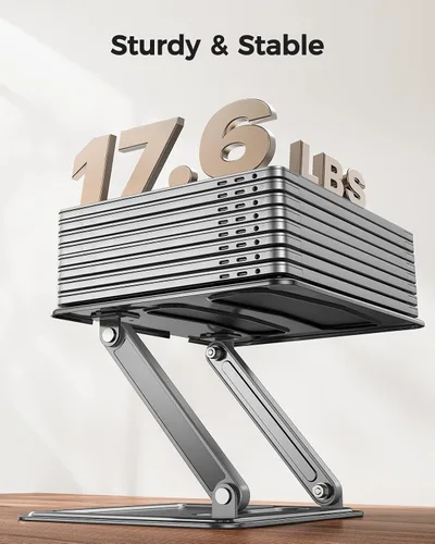 Miniatura 5 de LORYERGO Soporte ajustable para laptop, portátil para portátiles de 17.3 pulgadas, soporta hasta 17.6 libras, postura ergonómica y disipación de Gris