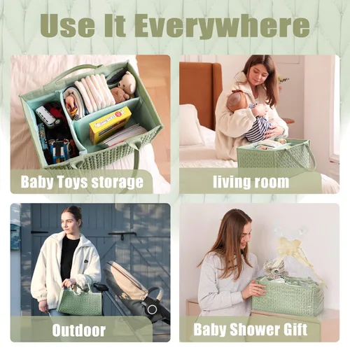 Miniatura 2 de MOMINSIDE Organizador de pañales para bebé, cesta de bebé, almacenamiento de guardería, mesa cambiadora portátil, organizador de auto para niñas