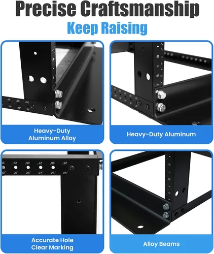 Miniatura 4 de Elevación ELECTRONIS 24U 4 Post Open Rack Frame Rack Rack Enclosure 19 pulgadas Profundidad Ajustable Aluminio UL Certificado