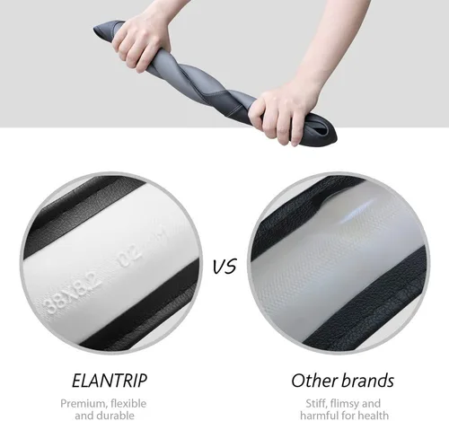 Miniatura 5 de Elantrip Funda de cuero para volante de 14 1/2 a 15 pulgadas, universal, acolchada, agarre suave, transpirable para automóvil, camión, SUV, Jeep