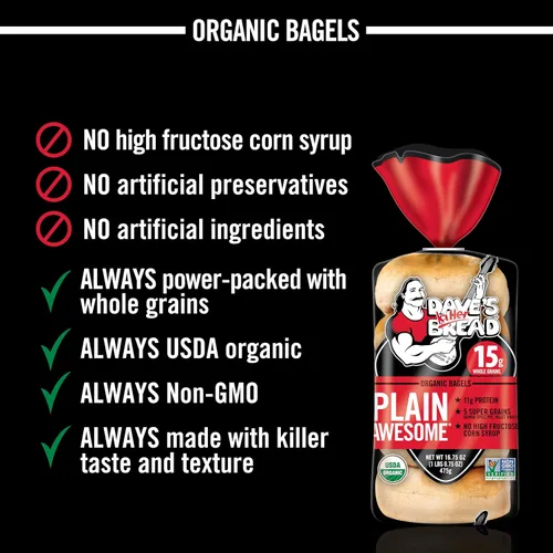 Miniatura 6 de Dave's Killer Bread Bagels Orgánicos Sencillo, Bagels de Granos Enteros, 15g de Granos Enteros por Bagel, 5