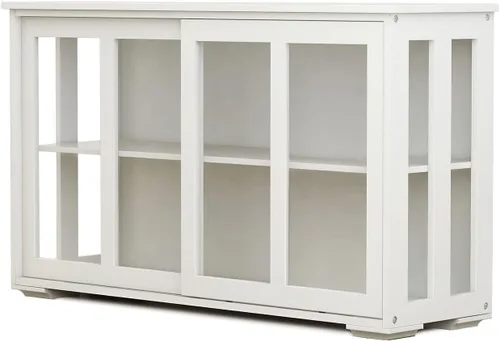 Miniatura 5 de CIATRE Kitchen Storage Stand Cupboard with Glass Door-White，Solidity and Stability, Large Storage Space, Practical Sideboard Buffet Table, Easy