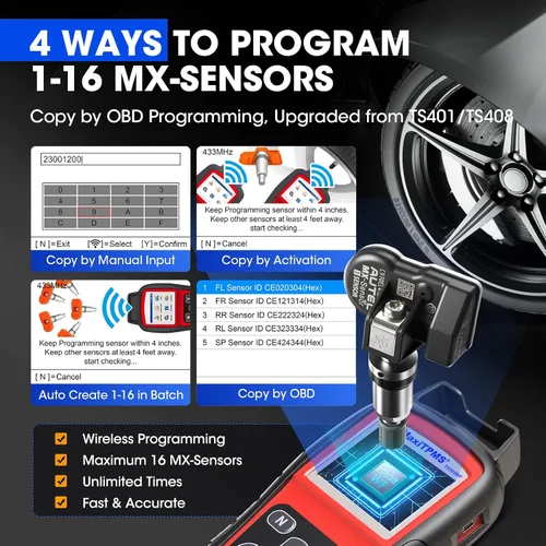 Miniatura 4 de Autel Kit de herramienta de programación TPMS TS508WF, herramienta de reinicio TPMS con 8 sensores universales MX, versión WiFi de TS408 TS508 TS501