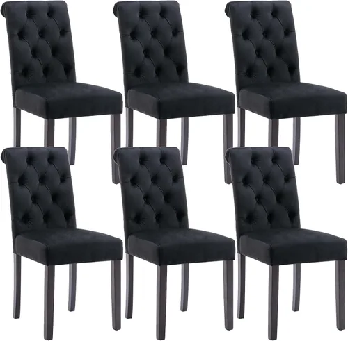 Miniatura 18 de Juego de 2 sillas de comedor tapizadas de piel sintética, sillas Parsons con respaldo alto, sillas laterales sin brazos para cocina y comedor