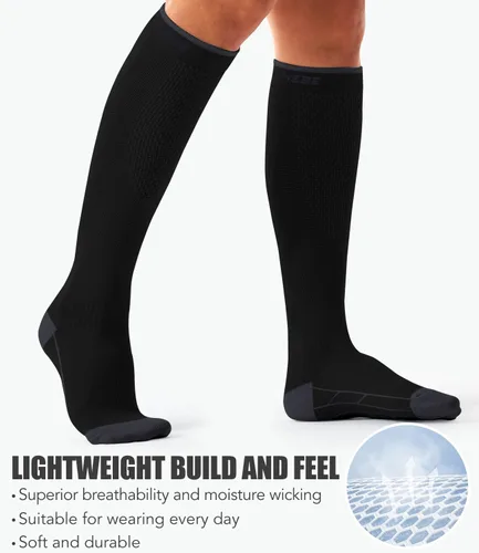 Miniatura 132 de Paquete de 3 pares de calcetines de compresión médica para mejorar la circulación de mujeres y hombres, para correr, hacer deporte y amamantar