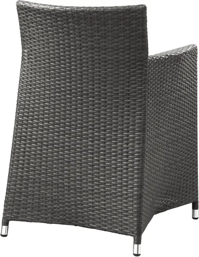Modway Sillón de comedor de mimbre para patio al aire libre de la rota de Junction con el cojín en marrón Marrón y blanco