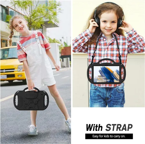 Miniatura 4 de AVAWO Funda infantil para Samsung Galaxy Tab A8 de 10.5 pulgadas 2021 (SM-X200/X205), con correa, mango soporte ligero a prueba de golpes, negro