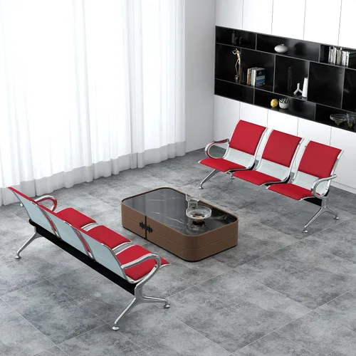 Miniatura 33 de Kinfant Silla de sala de espera de 2 asientos, sillas de recepción de invitados de oficina con respaldo ergonómico, banco de espera de aeropuerto