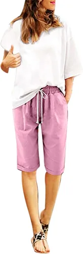 Miniatura 38 de Pantalones cortos sólidos con control de barriga, casuales, con cordón, cómodos, para mujer, pantalones cortos ligeros de verano para correr 2023