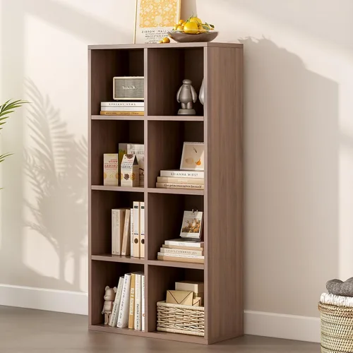 Miniatura 11 de OSCHF - Estantería de almacenamiento de 9 cubos, estantería de madera de 3 niveles con soporte en el suelo, estantería abierta para el hogar