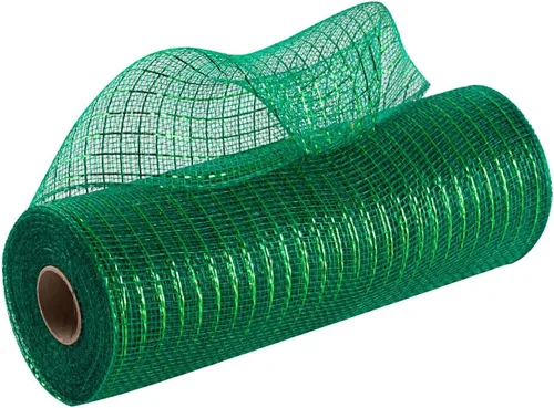 Malla decorativa verde esmeralda metálica – 10 pulgadas x 10 yardas, primavera, corona, guirnalda, adorno de árbol, lazos, regalos, guirnaldas,