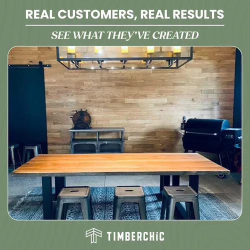 Miniatura 7 de TIMBERCHiC Tablones de Pared 100% Madera - Fabricados en Estados Unidos - Paneles de Pared Despegar y Pegar para Decoración Interior - Acabado Liso