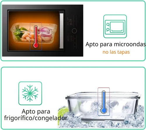Miniatura 4 de C CREST [Paquete de 10] Contenedores de vidrio para almacenamiento de alimentos con tapas, herméticos, sin BPA, recipientes de preparación de Verde