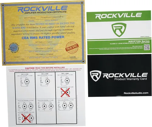 Miniatura 9 de Rockville KRYPTON-M0 - Amplificador de coche mono, 1 ohmio, 1400 W, clase D, ecualizador, filtro de paso bajo, certificado Dyno, control remoto