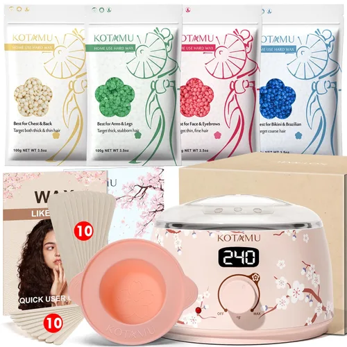 Miniatura 20 de KOTAMU Kit de depilación digital negra para mujeres y hombres, piel sensible, olla de cera dura para cejas, cara, piernas, axilas, depilación suave