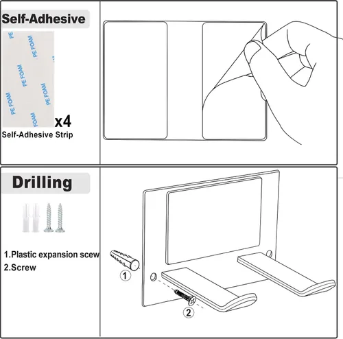 Miniatura 7 de XIGOO Soporte Autoadhesivo para Secador de Pelo Montado en Pared - Organizador de Estante Adhesivo para Secador de Pelo de Baño Compatible con Negro