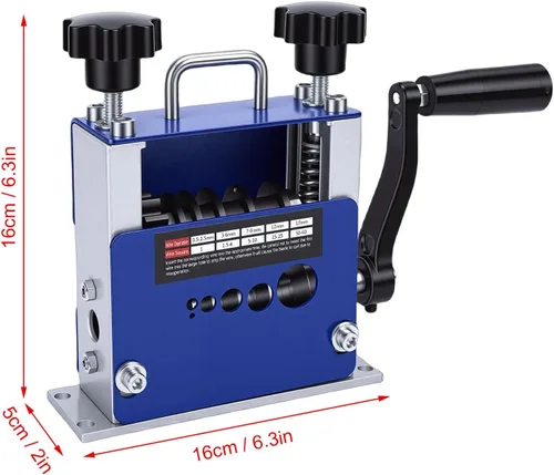 Miniatura 6 de Máquina pelacables, manual y eléctrico, compatible con taladro de cobre con 6 agujeros, rodillo de ranura en V para cables de 0.138 in, 0.276 in