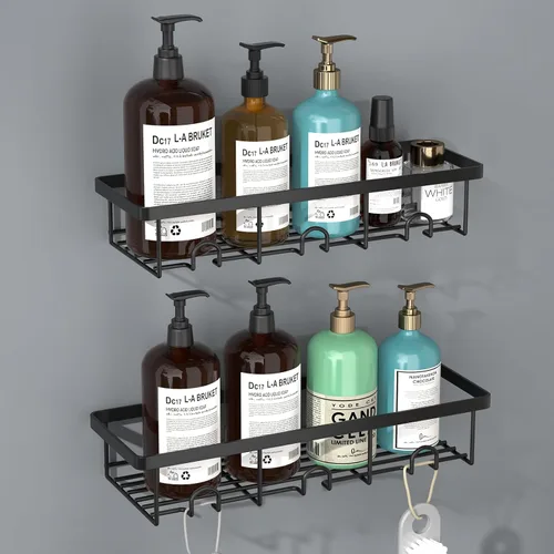 Estantes de ducha para ducha interior, paquete de 2 unidades, organizador adhesivo de baño, cesta organizadora para almacenamiento y organización,