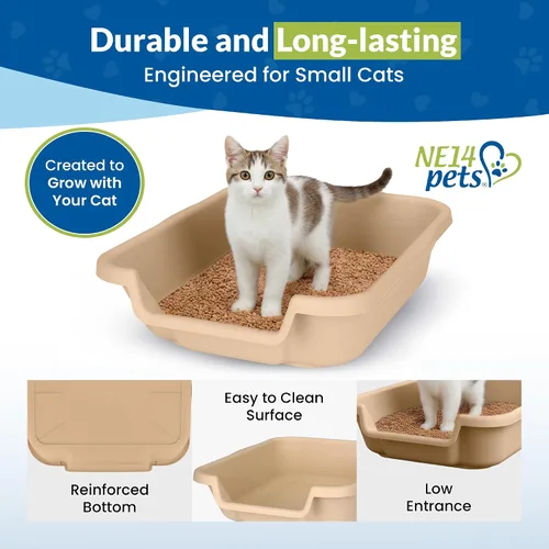 Miniatura 8 de KittyGoHere - Caja de arena para gatos mayores, sartén pequeña con cuchara jumbo de mango largo, caja de arena para gatos de entrada baja, ligera